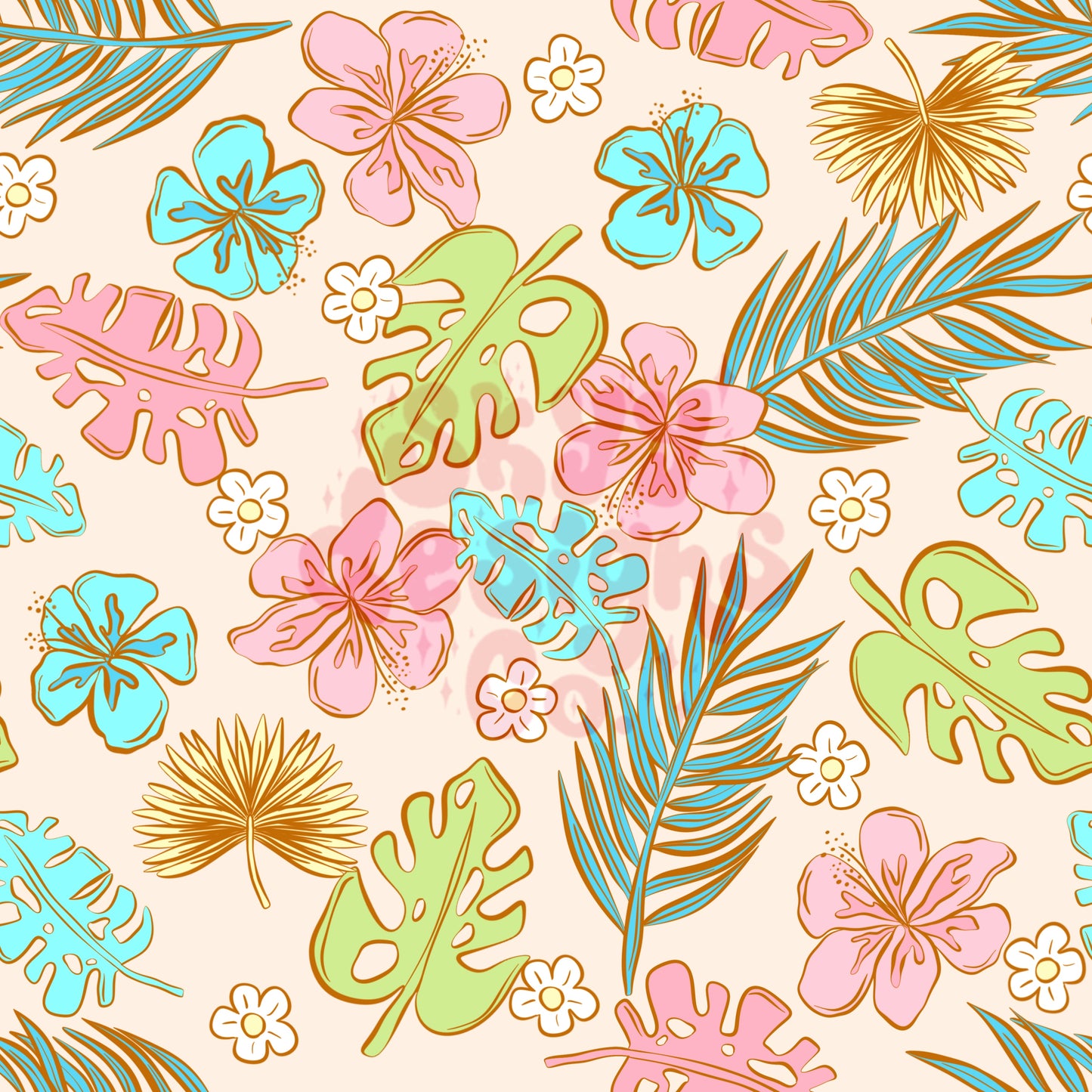 Tropical summer floral seamless pattern - SkyyDesignsCo