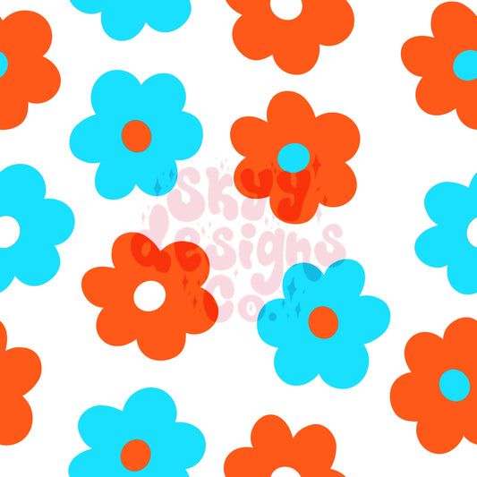 Fourth of July daisy seamless pattern - SkyyDesignsCo