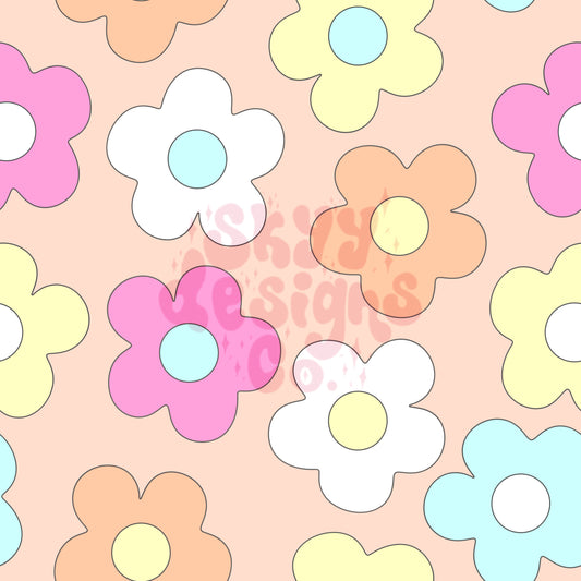 Pastel summer daisy seamless pattern - SkyyDesignsCo