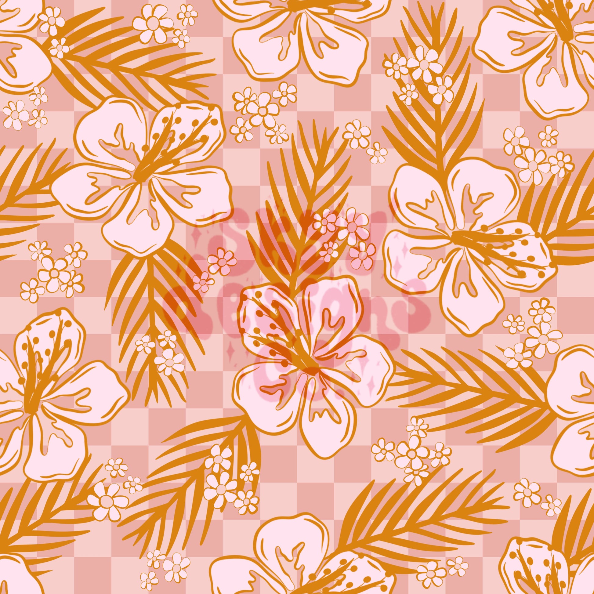 Summer checkered floral seamless pattern - SkyyDesignsCo