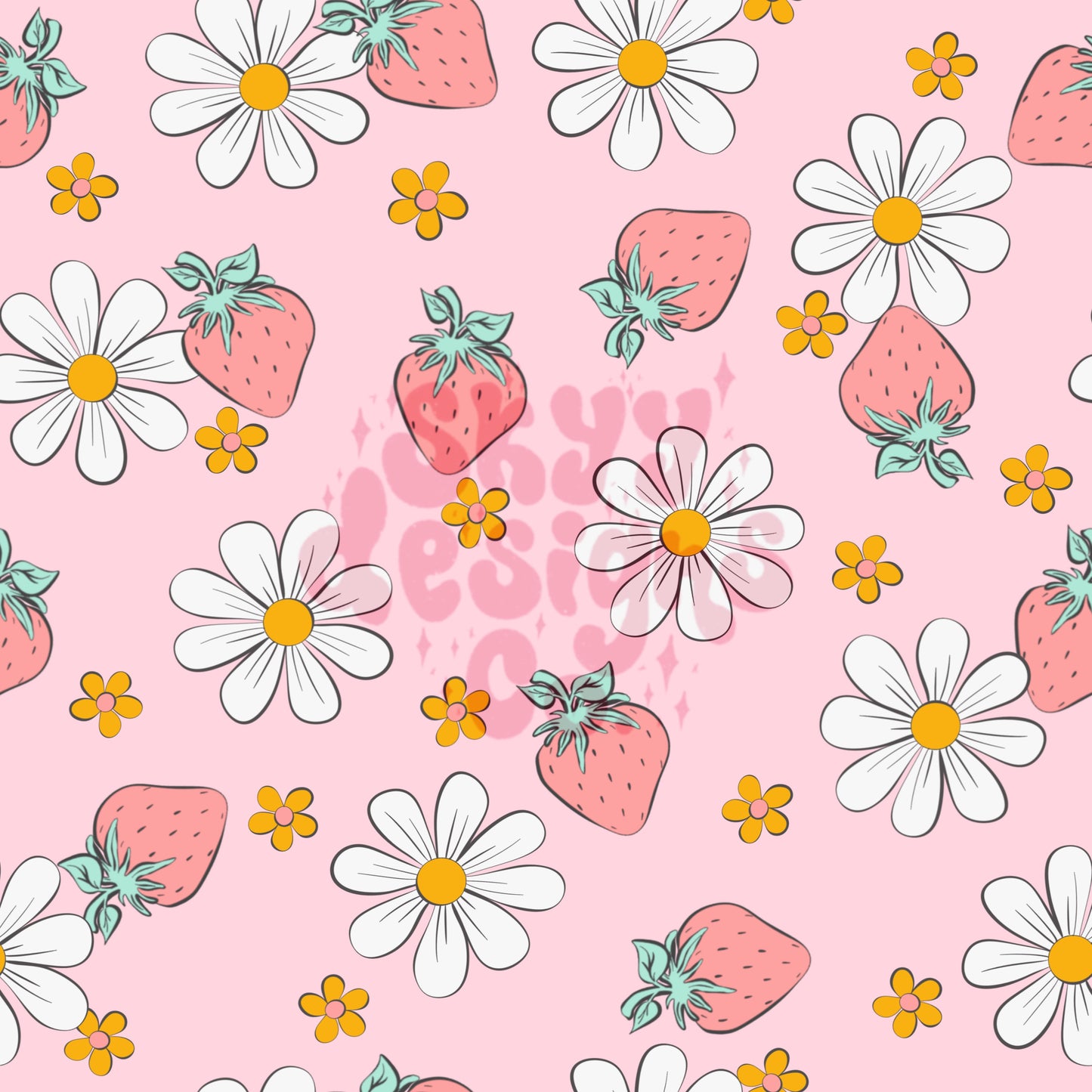 Spring floral strawberries seamless pattern - SkyyDesignsCo
