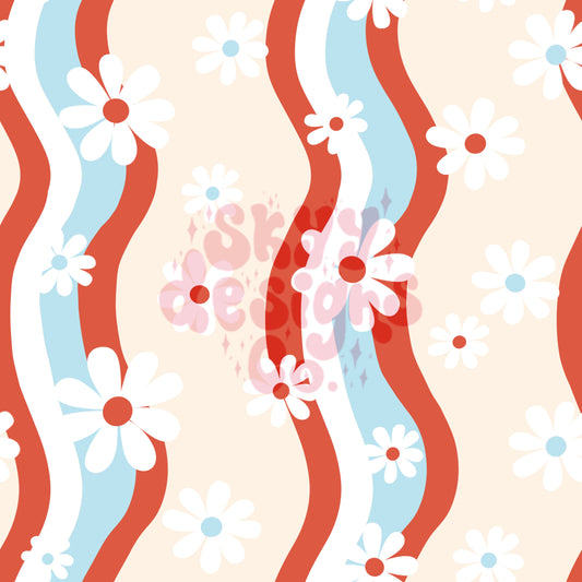 July wavy floral seamless pattern - SkyyDesignsCo