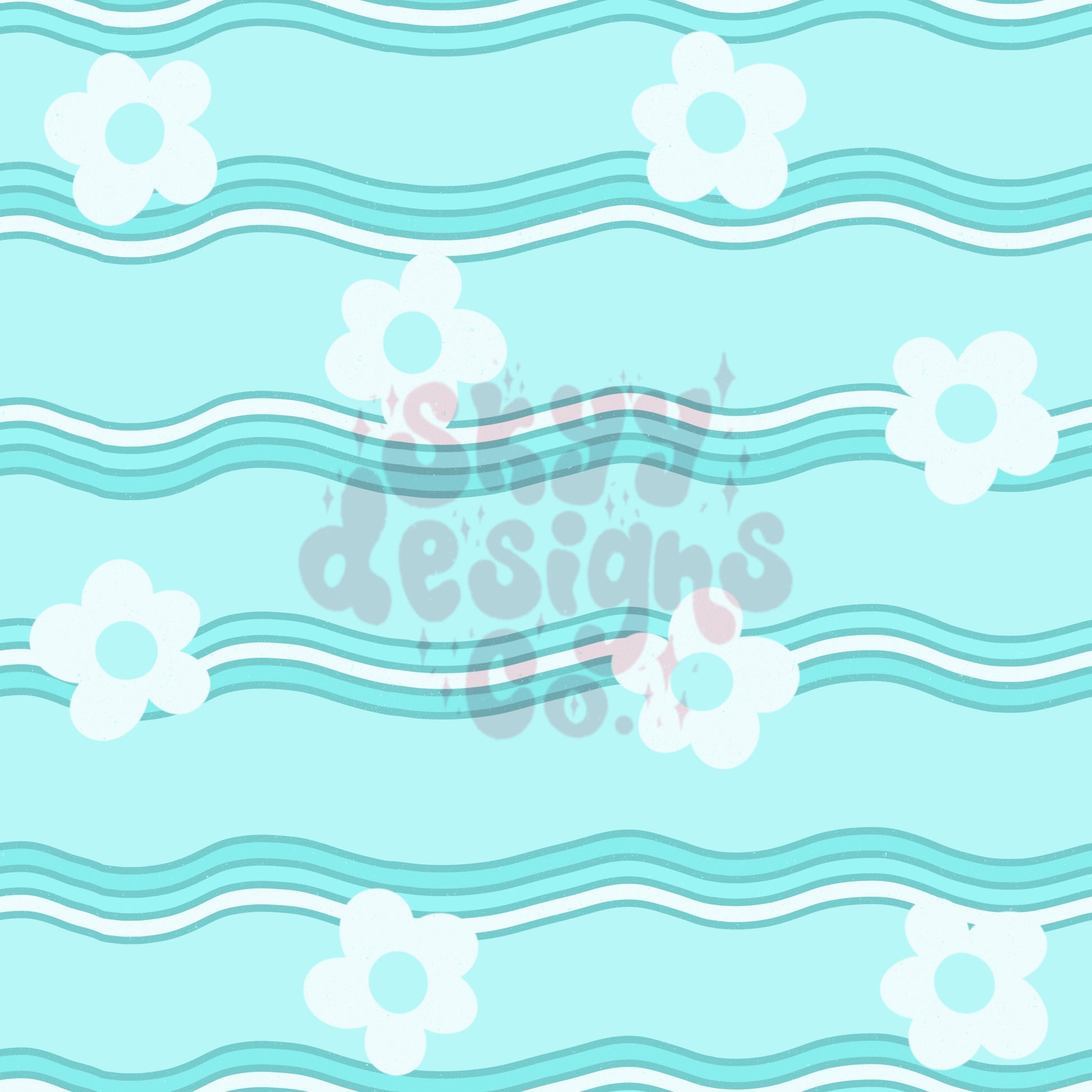 Summer daisy wave seamless pattern - SkyyDesignsCo