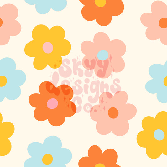 Summer daisy seamless pattern - SkyyDesignsCo