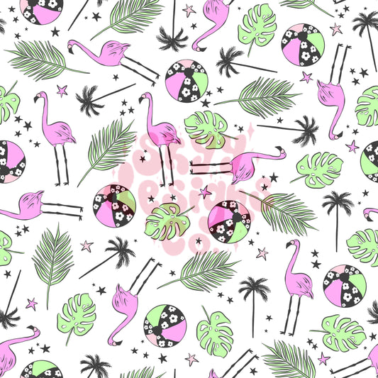 Summer flamingos seamless pattern - SkyyDesignsCo