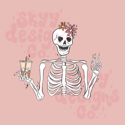 Peace Coffee Skeleton Sublimation PNG - SkyyDesignsCo