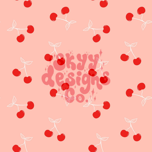 Peach cherries seamless pattern - SkyyDesignsCo