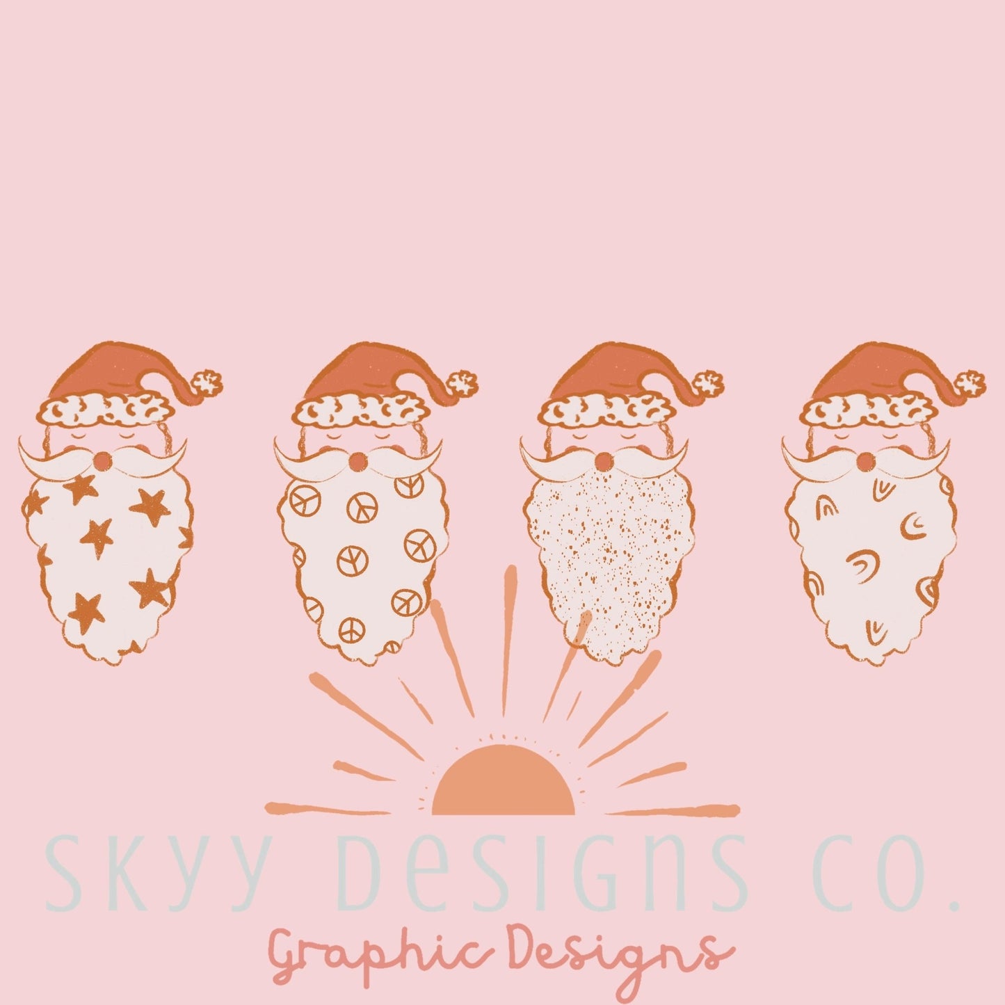 Pink boho santas seamless pattern - SkyyDesignsCo