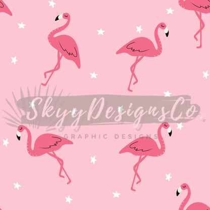 Pink flamingos digital seamless pattern for fabrics and wallpapers, Flamingos seamless repeat pattern, digital paper animals, flamingos file - SkyyDesignsCo