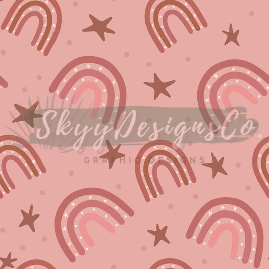 Pink western rainbows digital seamless pattern for fabrics and wallpapers, Rainbows seamless repeat pattern, digital paper rainbows - SkyyDesignsCo
