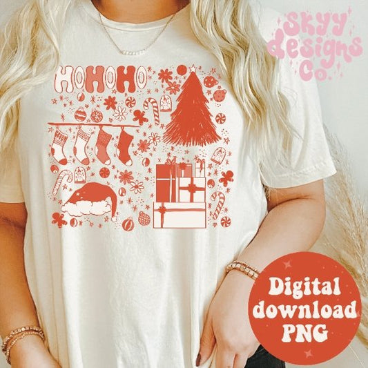 Red Christmas PNG sublimation design - SkyyDesignsCo