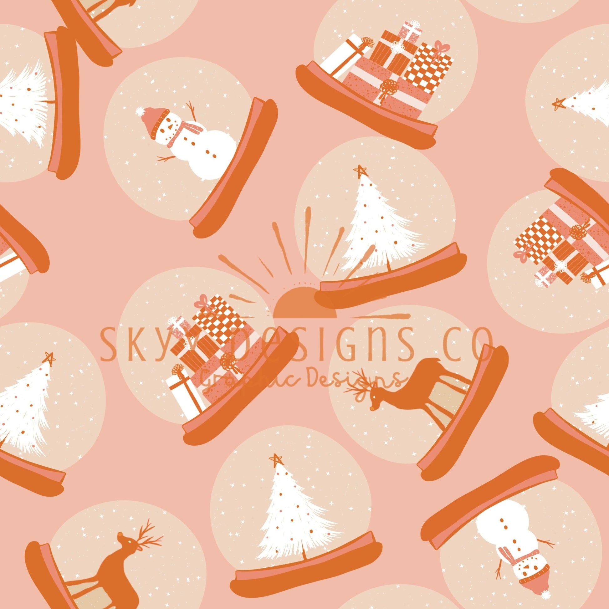 Snow globes seamless pattern for fabrics and wallpapers, Snow globes seamless pattern, Winter seamless design file for fabrics - SkyyDesignsCo