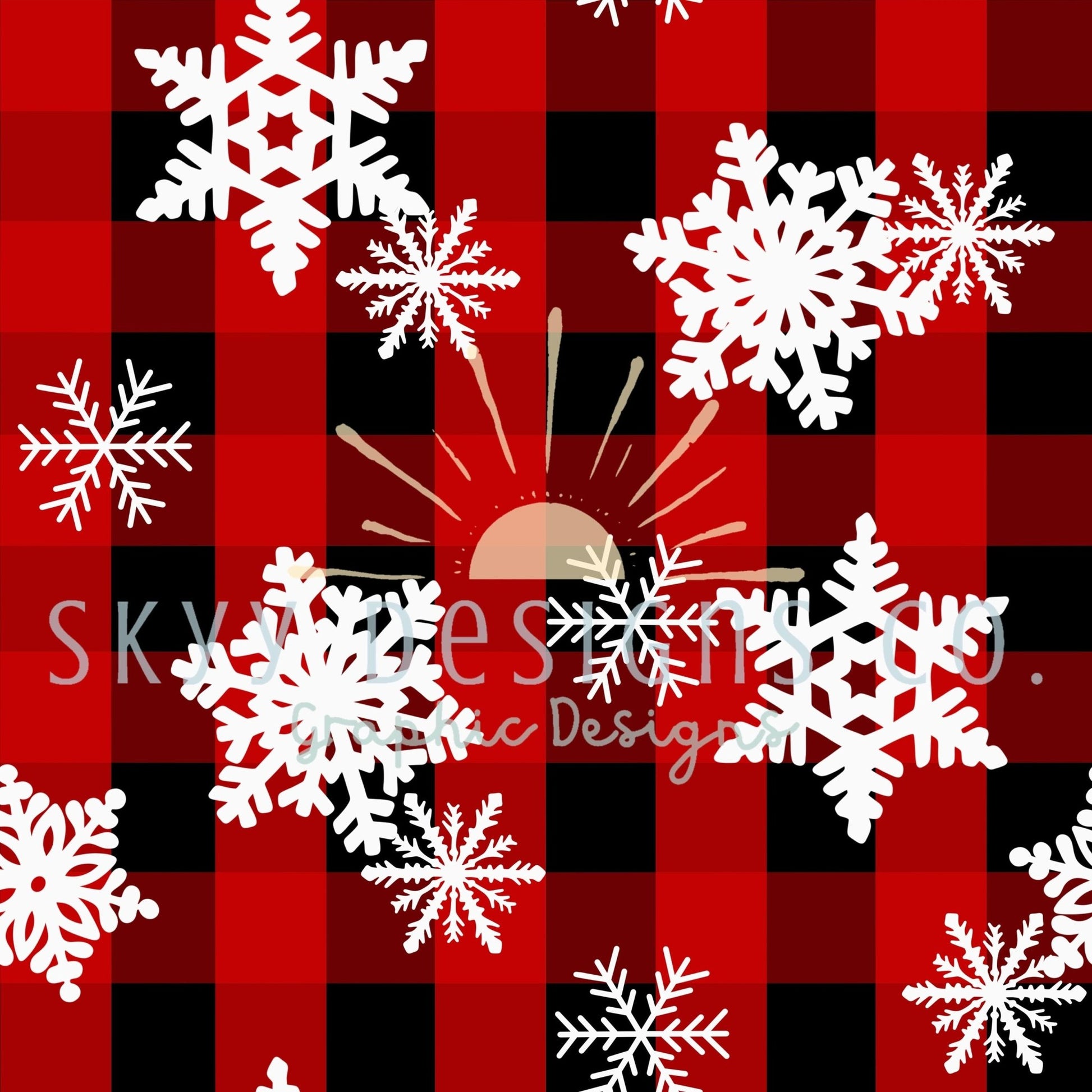 Snowflake Gingham Plaid digital seamless pattern for fabrics and wallpapers, gingham snowflake seamless file for fabric, winter print file - SkyyDesignsCo