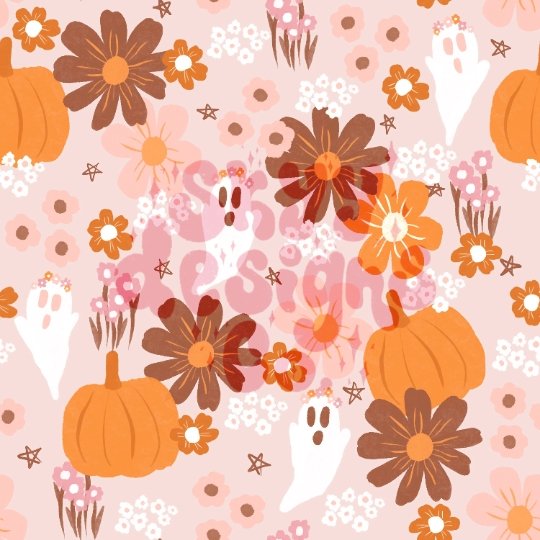Spooky floral ghosts seamless pattern bundle - SkyyDesignsCo