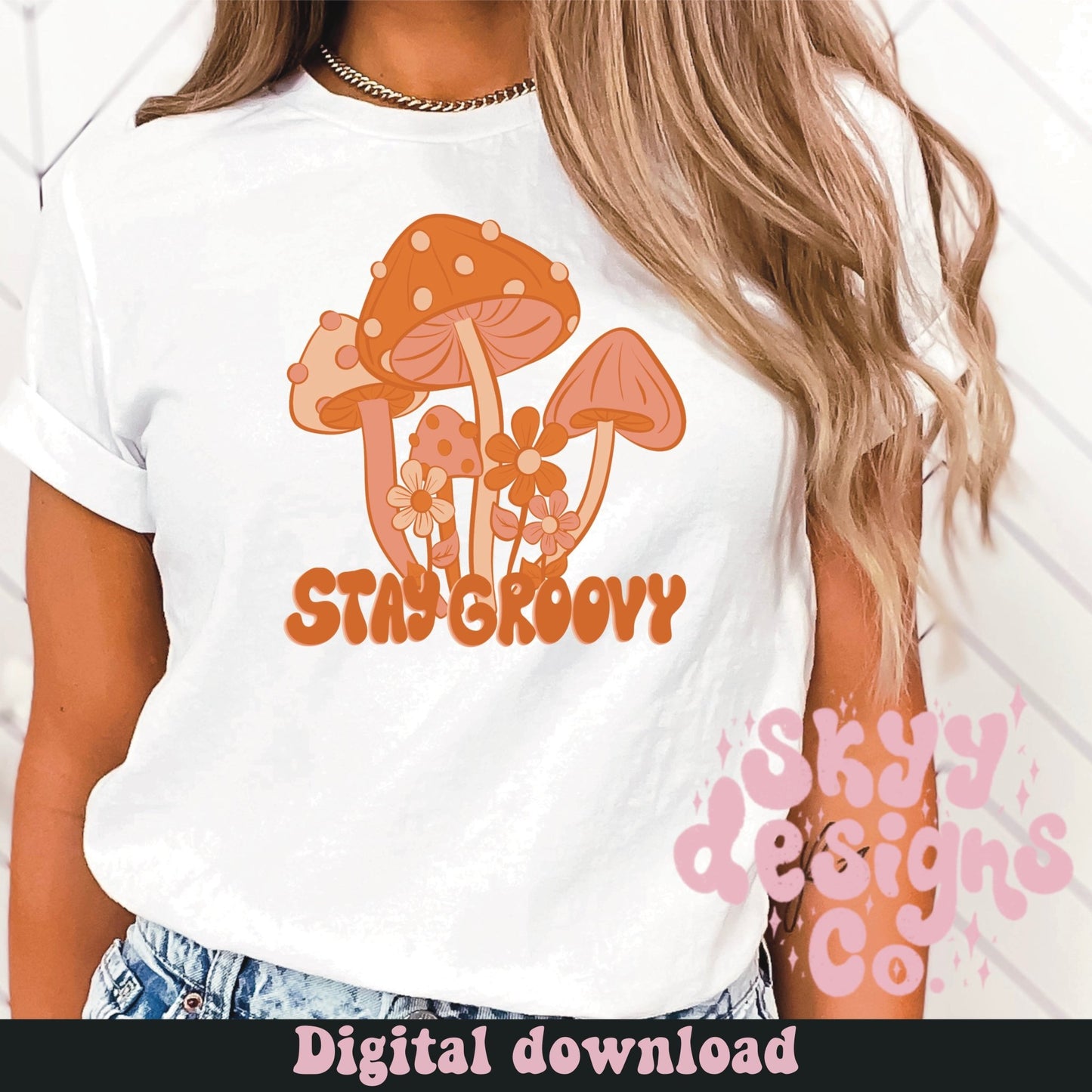 Stay groovy retro mushroom PNG - SkyyDesignsCo