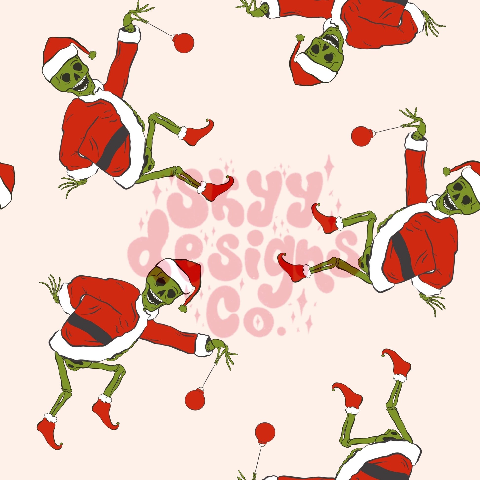 Tan mean one skelly seamless pattern grinch - SkyyDesignsCo