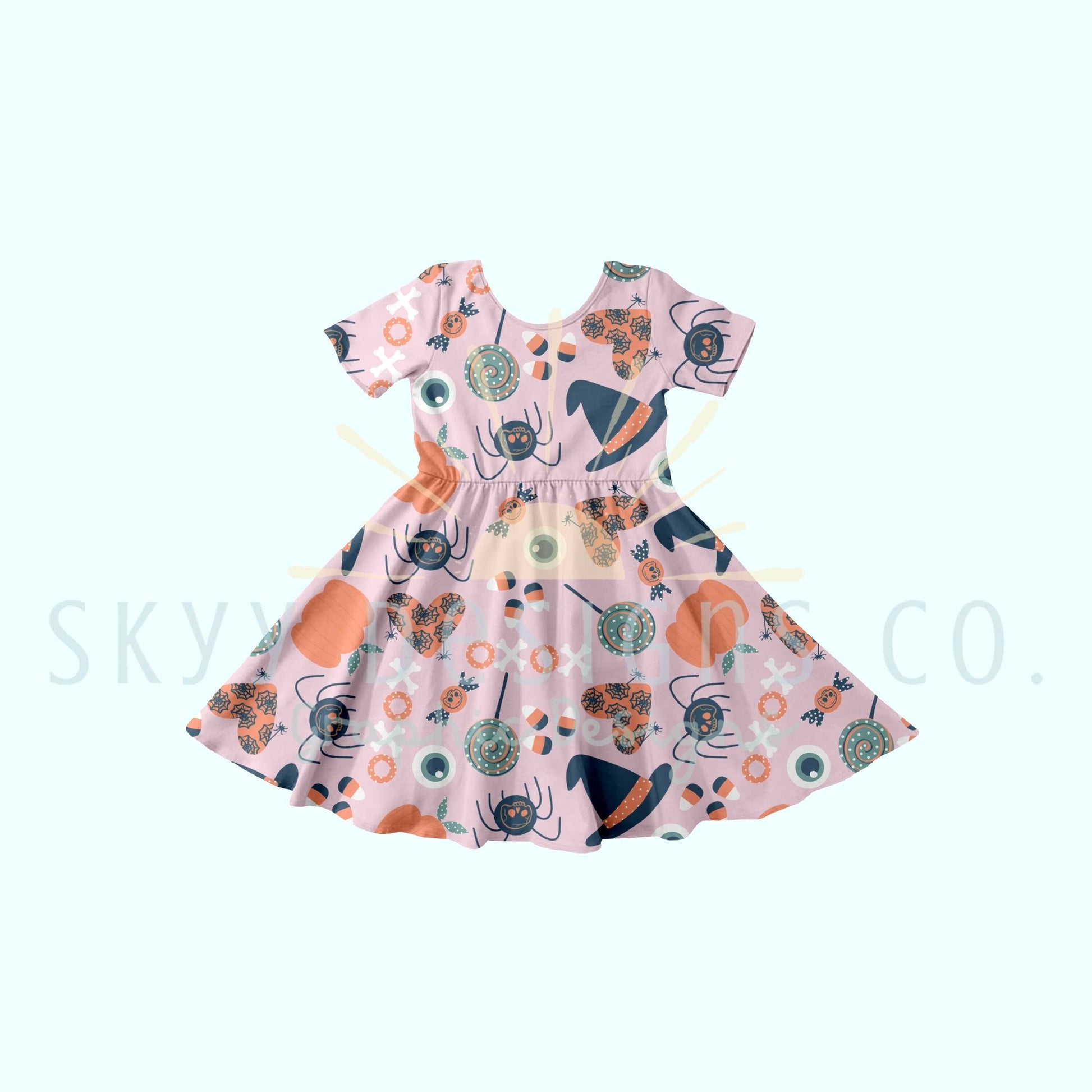 Twirl dress short sleeve mock-up template - SkyyDesignsCo