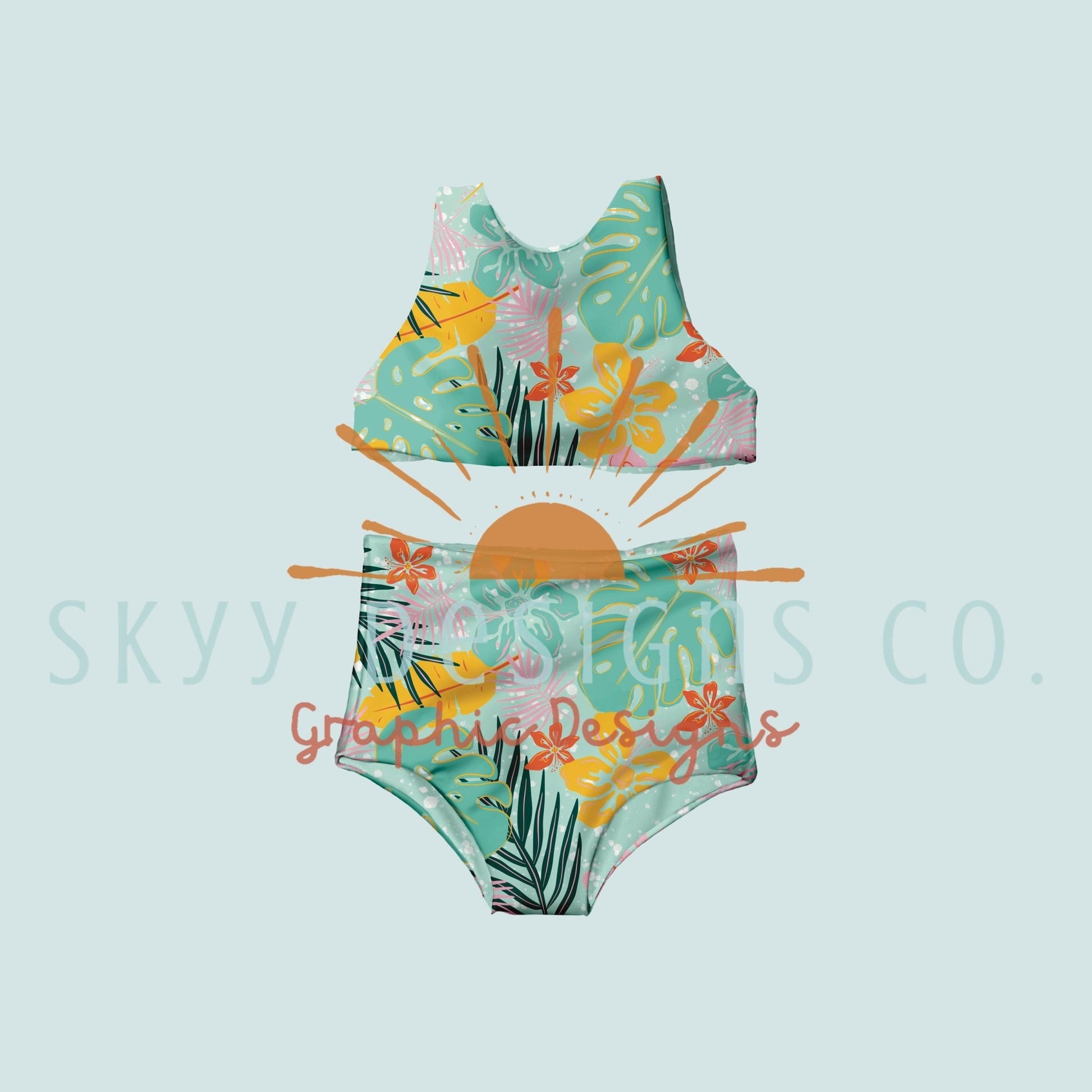 Two piece swimsuit mock-up template - SkyyDesignsCo