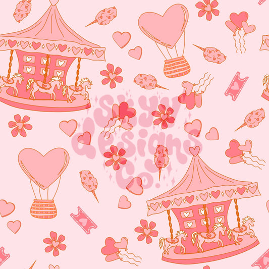 Valentines carnival seamless pattern for fabrics and wallpapers, Carnival seamless repeat pattern, digital paper Carnival, Fair seamless - SkyyDesignsCo
