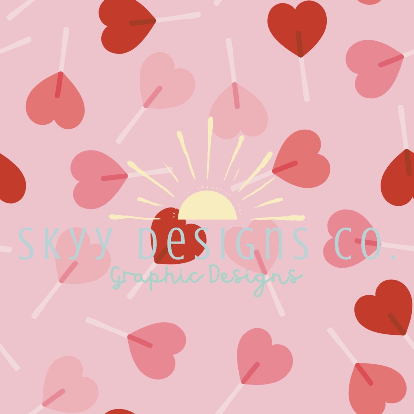 Valentine's Heart candies lollipops digital seamless pattern for fabrics and wallpapers, Lollipops seamless pattern, Hearts digital paper - SkyyDesignsCo