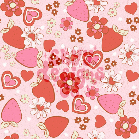 Valentines strawberry seamless pattern - SkyyDesignsCo
