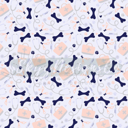 Vet animal medical  digital seamless pattern for fabrics and wallpapers, Pet bones seamless pattern, Dogs seamless repeat pattern file - SkyyDesignsCo