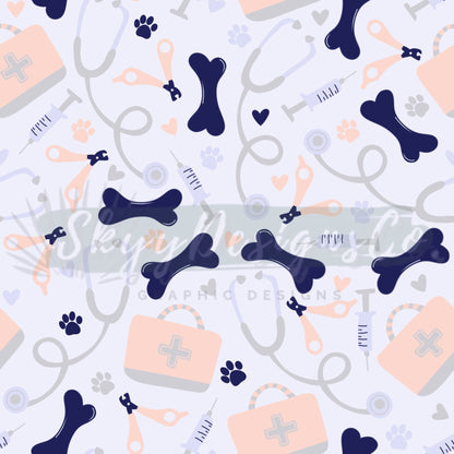 Vet animal medical  digital seamless pattern for fabrics and wallpapers, Pet bones seamless pattern, Dogs seamless repeat pattern file - SkyyDesignsCo