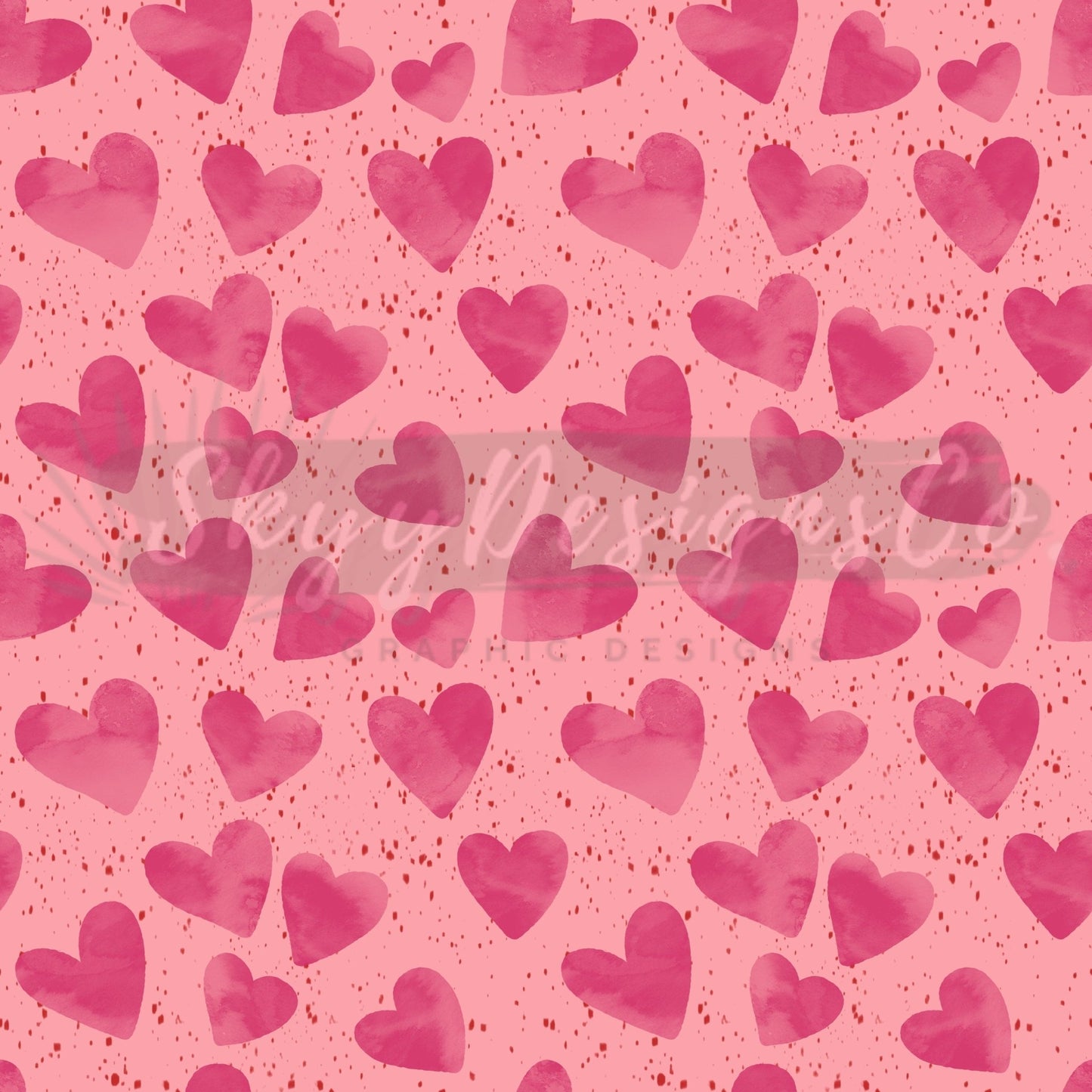 Watercolor splatter hearts  digital seamless pattern for fabrics and wallpapers, splatter hearts seamless file, watercolor hearts paper - SkyyDesignsCo