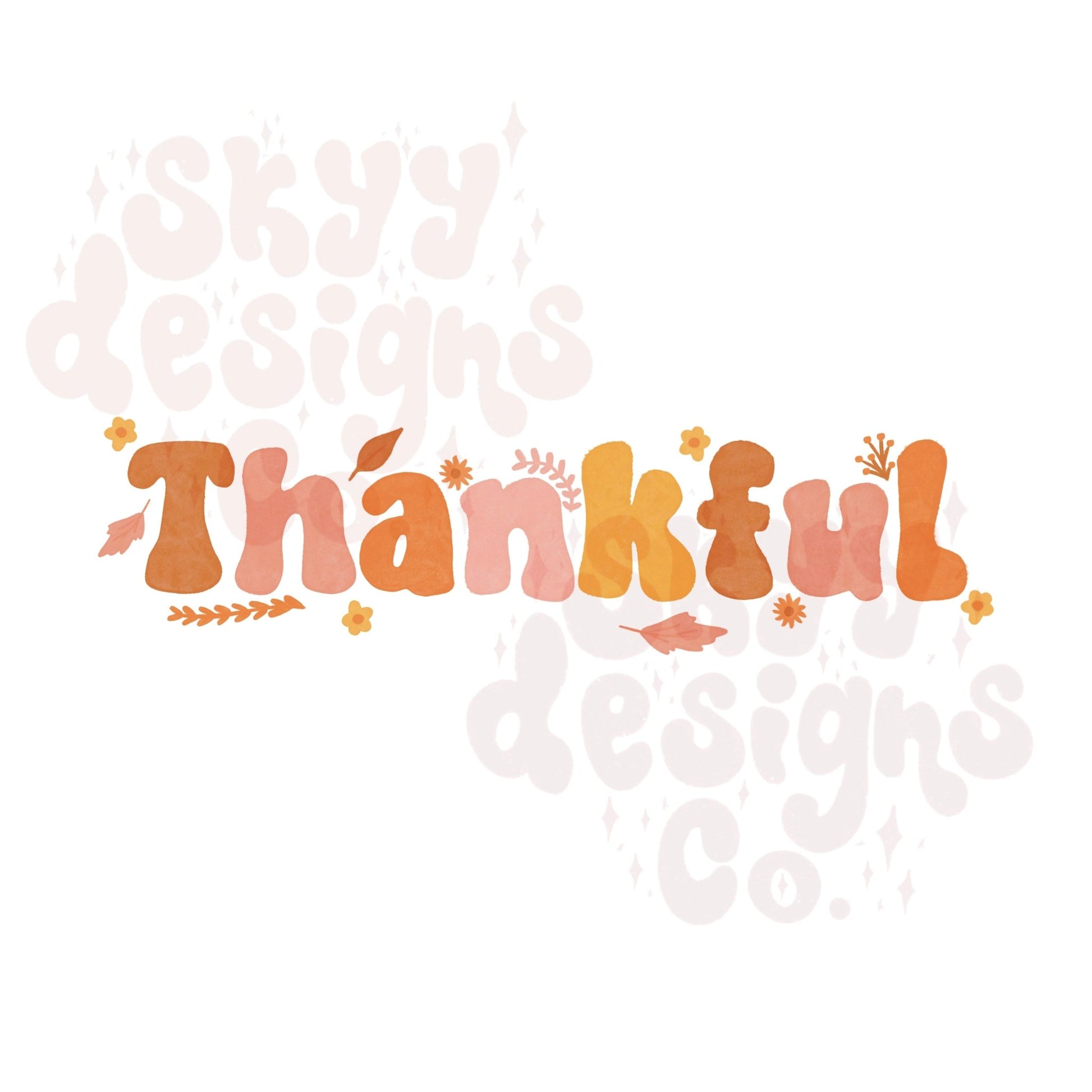 Watercolor Thankful PNG sublimation - SkyyDesignsCo