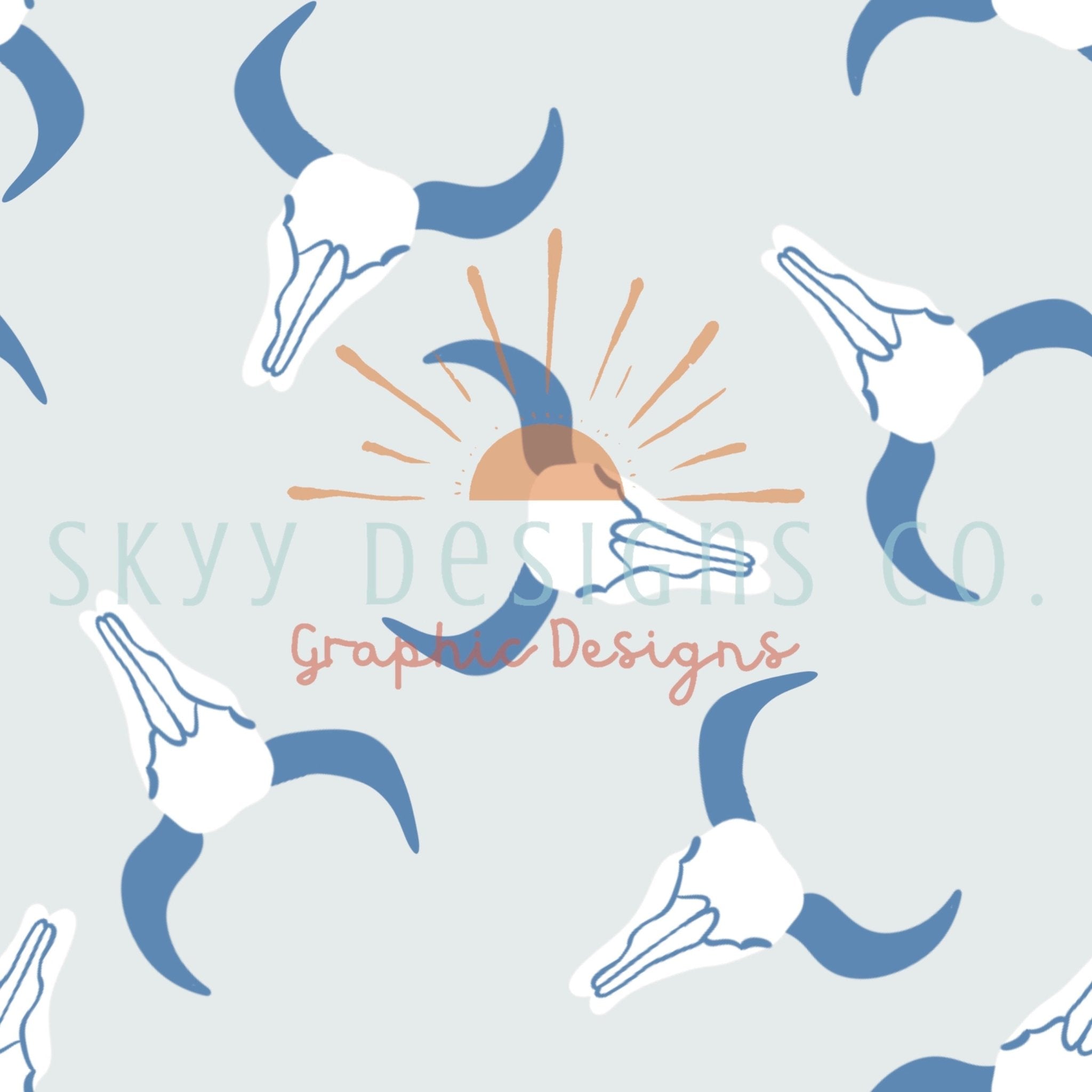 Blue Bulls Pattern Western bulls seamless pattern – Skyy Designs Co.